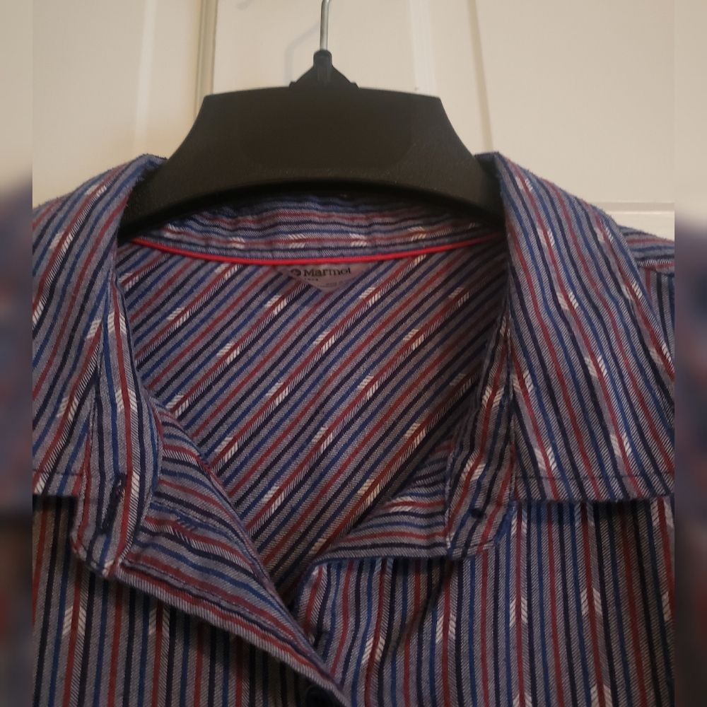 Marmot Striped Button Down With Arrow Pattern L - image 5